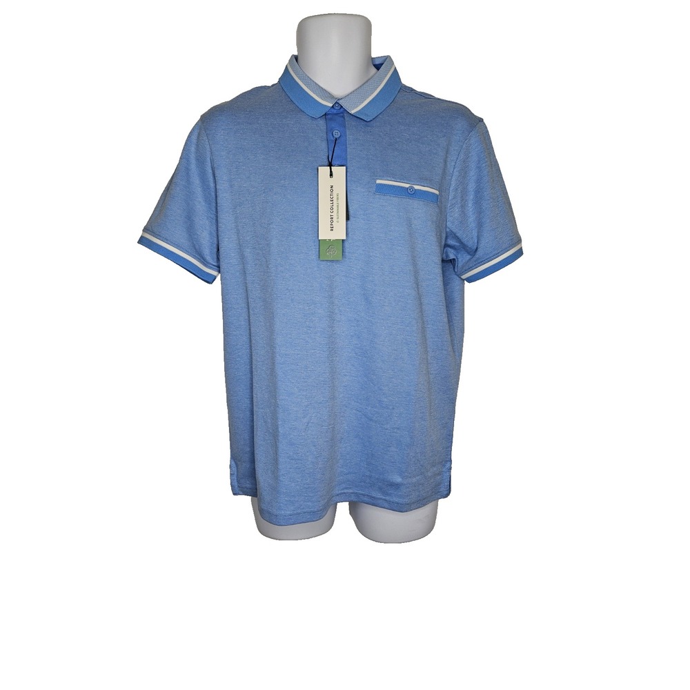 Report Collection Blue Polo Shirt Men's Medium Sustainable‎ Fibers Cotton Blend